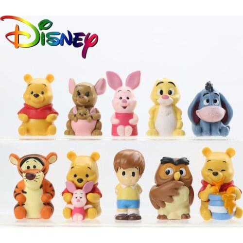 Disney 10 Models Toy For Children Animal Tigger Winnie-the-Pooh Hand-run Doll Cake Car Ornaments Decorative Ornaments