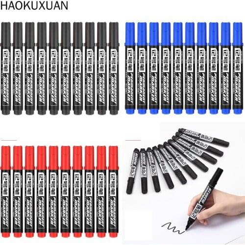 10pcs Oil Marker Paint Pen Oily Waterproof Black for Tyre Quick Drying Signature Pen Stationery Supplies