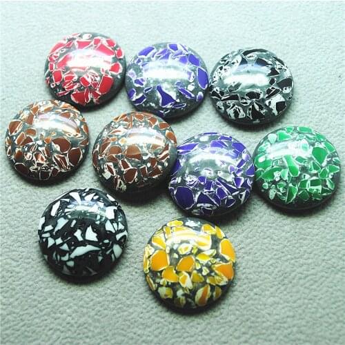 20PCS Crack Resin Cabochons Round Shape Size 20MM 25MM Beads Accessories DIY Jewelry Finding For Women Pendants
