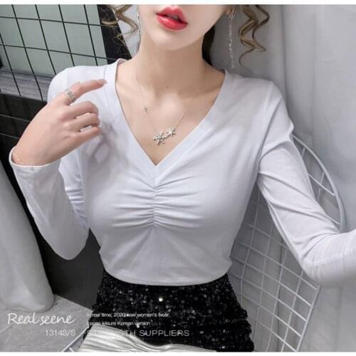 2020 New High Quality Basic Solid T-shirts Women Plus Size S-5XL Long Sleeve Tops T-Shirt Woman Clothes Cotton Tee Shirt Femme