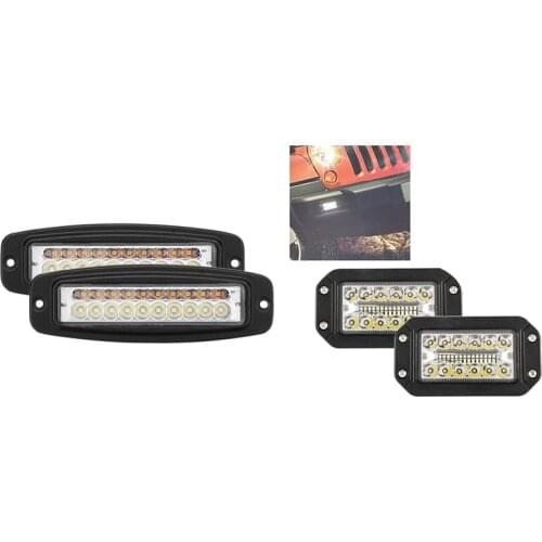 4 Pcs Led Work Light Bar Flush Mount Flood Driving Fog Lamp 7 Inch & 6 Inch