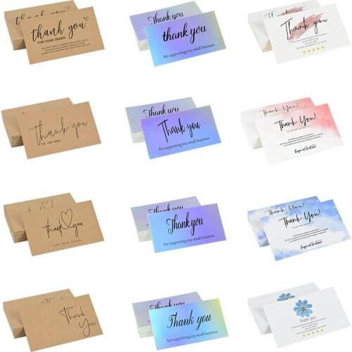 50Pcs Kraft Laser Thank You Card Thank You For Your Order Card Praise Labels For Small Businesses Decor Small Shop Gifts Package