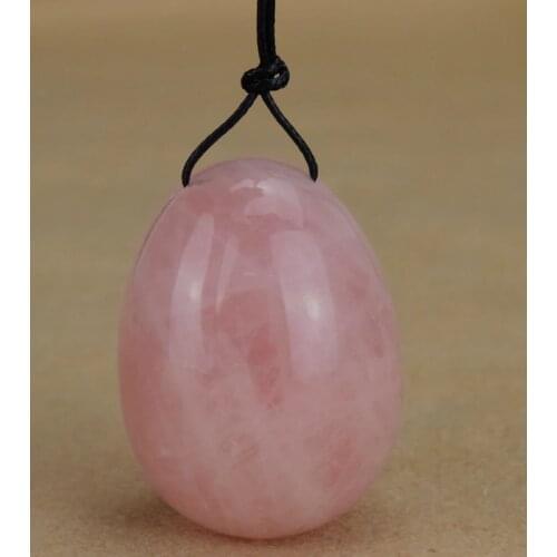 50X35MM Drilled Natural Rose Quartz Jade Egg for Women Health Care Yoni Egg for Kegel Exercise Wholesale Yoni Eggs