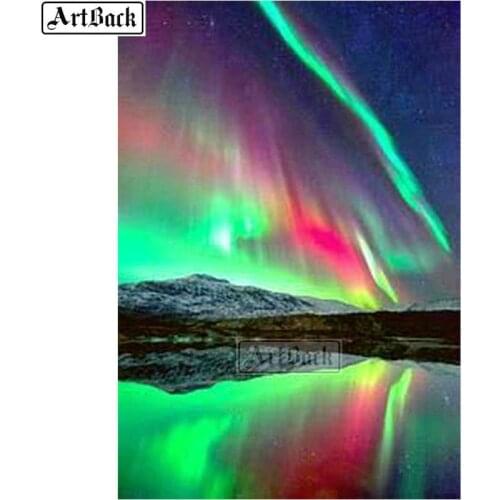 5d diamond painting northern lights scenery full square / round diamond mosaic 3d diamond embroidery sticker home decoration