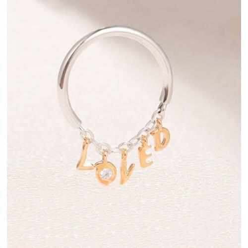 Authentic 925 Sterling Silver Pan Ring Creative Love Classic Love Script Ring For Women Wedding Party Gift Fashion Jewelry