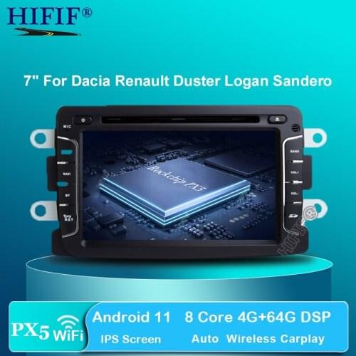 DSP IPS Android 11 8 Core 4GB+64GB GPS Navigator Radio For Dacia Renault Duster Logan Sandero Car DVD Central Cassette Player