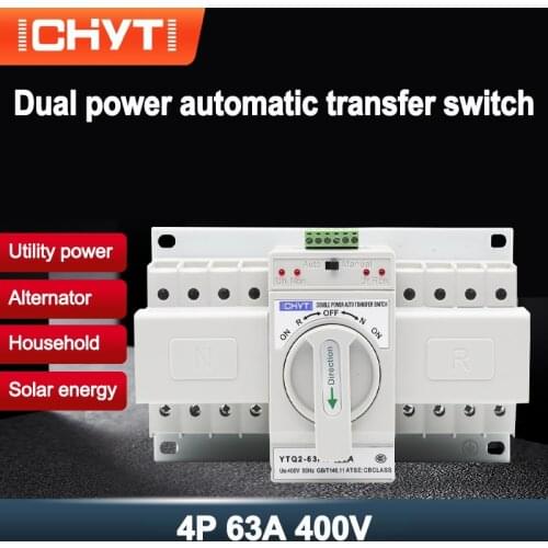 4P 63A 380V 400V MCB Type Dual Power Automatic Transfer Switch CB Class ATS Change Over Switch ICHYTI