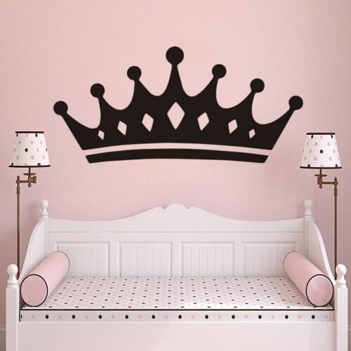 Girls Bedroom Décor Queen Crown Wall Art Decal Princess Crown Vinyl Wall Sticker Removable Crowns Wall Mural Vinyl Art
