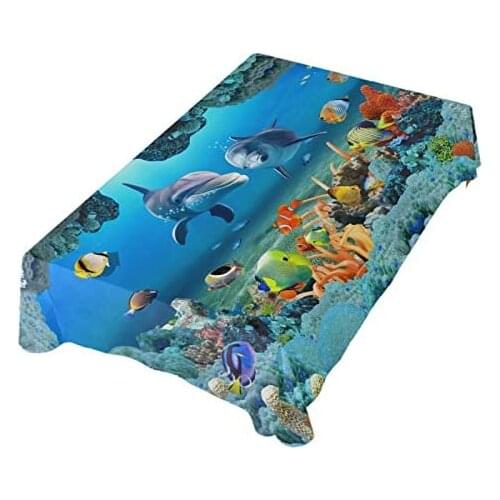 Dolphin Fish Water Animals Tablecloth Table Kitchen Party Decoration