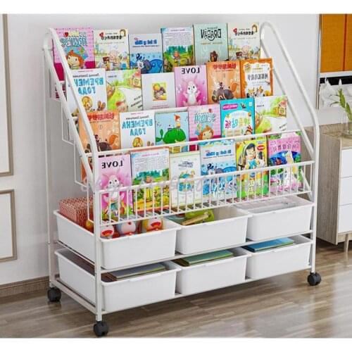 Childrens Bookshelf Baby Picture Book Toy Storage Rack Floor Multi-layer Storage Cabinet Home Kindergarten Simple Rack