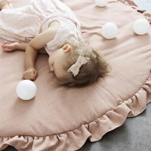 Childrens Game Blanket ins Lace Solid Color Crawling Mat Baby Cart Air-conditioned Blanket Childrens Room Decoration Round Mat