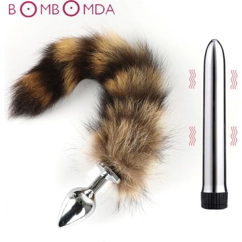 For Women Clitoris Stimulation Masturbator Adult Games Sex Products Metal Butt Plug Fox Tail Anus Plug Dildo Vibrator Sex Toys