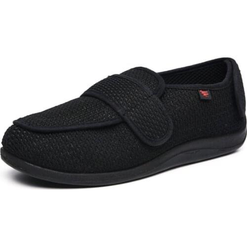 Breathable Woven Fabric Diabetes Shoes Swollen Widened Shoes For Elderly Adjustable Magic Design Fat Feet Casual Shoes