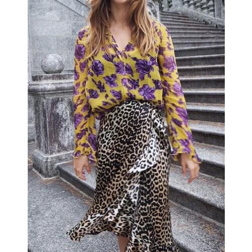 Ladies Viscose Floral Printed Blouse Shirt With Sling Top - Women Top 2pcs Set