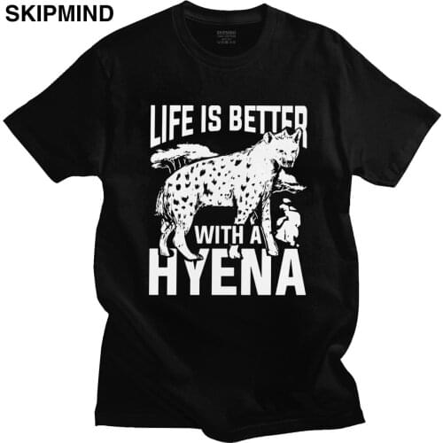 Funny Mens Hyenas T Shirt Short Sleeve Soft Cotton Tshirt Round Neck Casual Africa Safari Wildlife Nature Furry Animal Tee Top