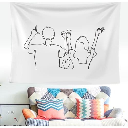 Tapestry Modern Minimalist Abstract Line Character Ins Hanging Cloth Dormitory Background Living Room Sofa Painting Bedside