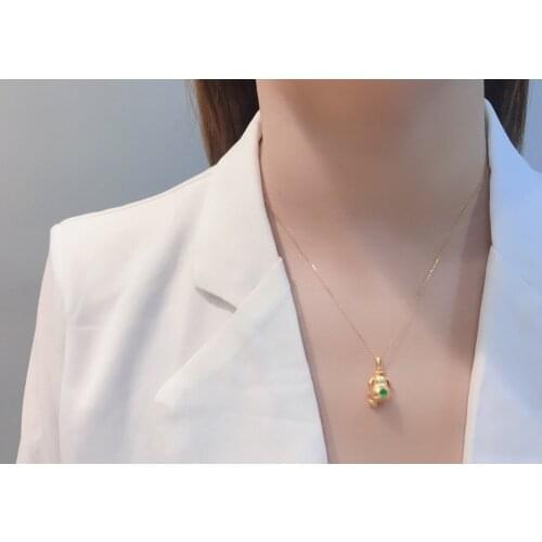 JL516 Solid 18K Yellow Gold Nature Green Emerald 0.1ct Gemstones Pendants Necklaces for Women Fine Jewelry for Women Gifts