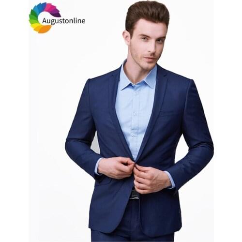 Royal Blue Men Suits Wedding Slim Fit Groom Blazer Tuxedos 2 Pieces (Jacket+Pants) Bridegroom Best Man Prom Wear