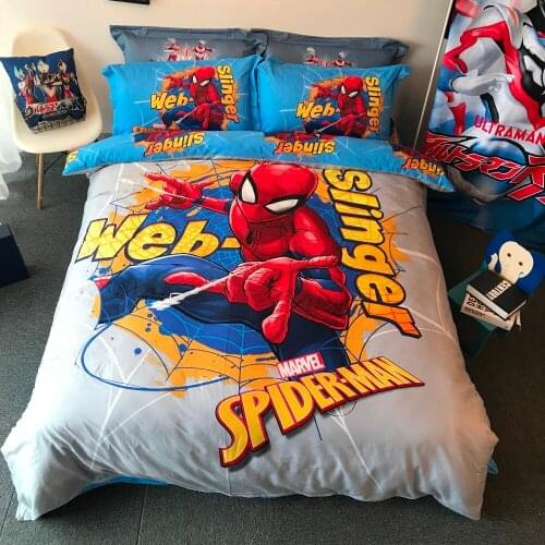 Cool spider man bedding cotton and printed pillowcases single queen king size comforter kids duvet cover boy american home decor