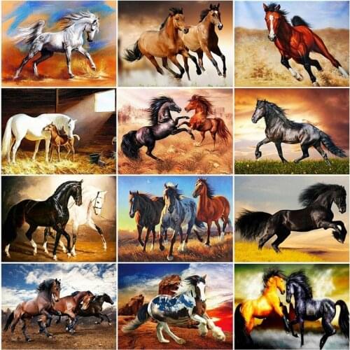 5D Diamond Painting Kits Horse Full Round With AB Drill Mosaic Animals Embroidery Full Set Rhinestone Picture Craft Gift Art