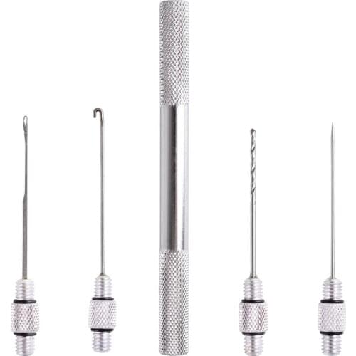 5-in-1 Carp Strong Fishing Rigging Bait Needle Kit Tool Set Bait Drill Stringer Needle with Nonslip Aluminum Alloy Handle