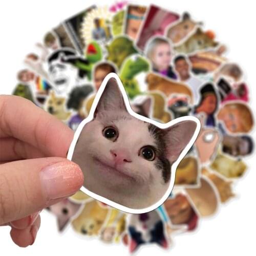 50Pcs Cartoon Meme Stickers Waterproof PVC Laptop Guitar Luggage Skateboard Decals Helmet Stationery Funny Sticker Kids Toys