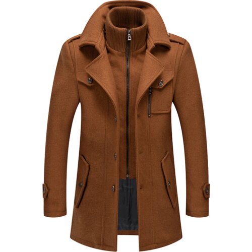 New Fashion Winter Jacket Men Double Collar Wool Coats British Style Long Trench Coat Men Thick Woolen Outerwear Plus Size 4XL
