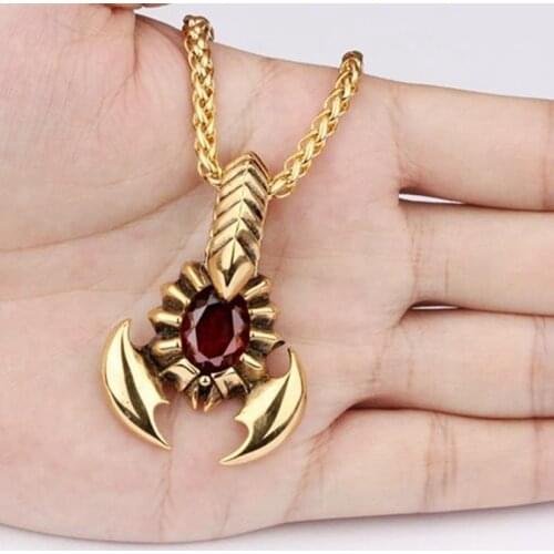 New luxury scorpion necklace pendant creative retro punk exquisite inlaid red zircon men domineering all-match popular jewelry