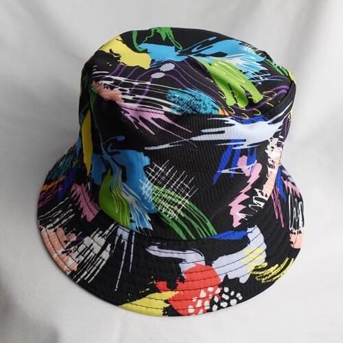 New Fashion Graffiti Pattern Bucket Hats For Women Men Outdoor Reversible Fishing Fisherman Hat Summer Harajuku Hip Hop Cap