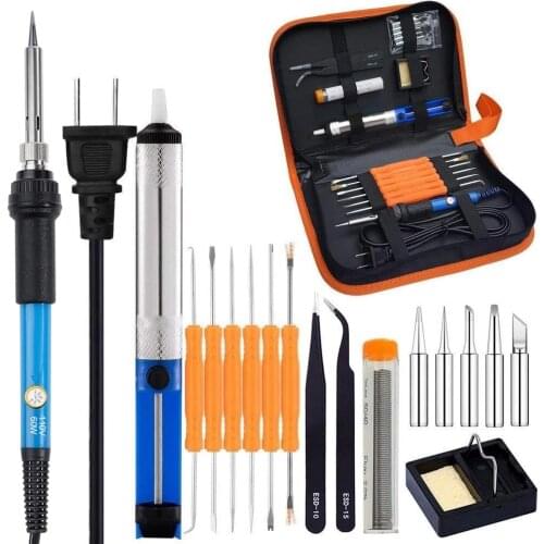 Cautin Full Set 60W 220V Soldering Iron Kit with Adjustable Temperature Welding Irons Soldering Gun Electronic Repair Tools