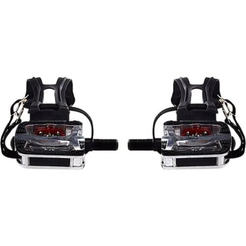 SPD Pedals for Spin Bike with Toe Cages for Shimano Clip Pedals Indoor Exercise Cycling Platform Pedals 9/16 inch