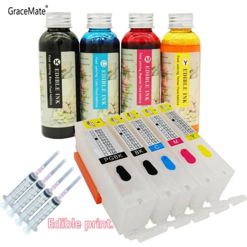 PGI-750 751 Empty Refillable Ink Cartridge Colors Edible Ink Make Food for CANON PIXMA MG5470 MG5670 IX6770 MG5570 IX6870