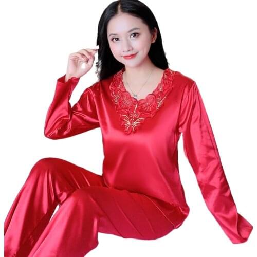 Women Pajamas Turndown Collar Pocket Long Sleeve Casual Pants 2 Piece Set Sleepwear Female Home Suit Sets Nightwear
