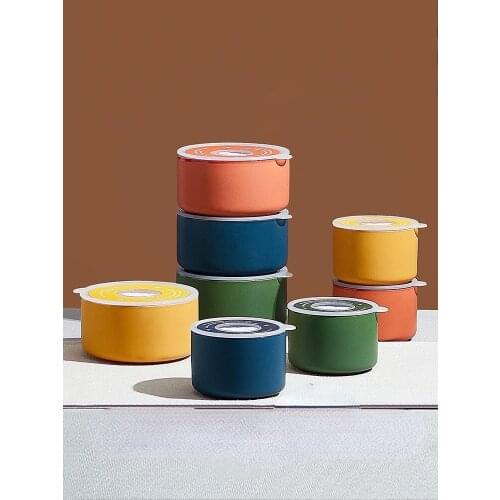 Office workers portable fresh-keeping bowl with cover ceramic bowl special sealed fresh-keeping box for microwave heating