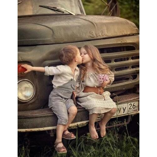 DIY Painting By Numbers Child Couple Oil Coloring By Numbers City Wall Art Canvas Picture Hand Painted Home Decoration 40x50CM