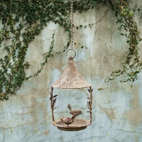 Garden balcony bird feeder vintage country retro wrought iron bird nest handmade feeder house outdoor hanging decoration WF1021