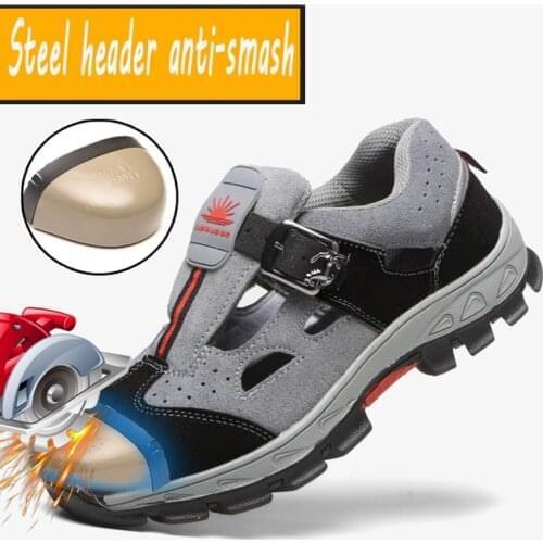 Cool Labor Shoes Sandals Mens Summer Light Breathable Deodorant Steel Casual Anti-smash Anti-slip Women Work Safety Shoes 45 46