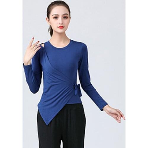 2021 New CM048 Female Latin Dance Tops Long Sleeve Irregular Design Women Dancing Shirt for Belly Ballroom Dance Performance