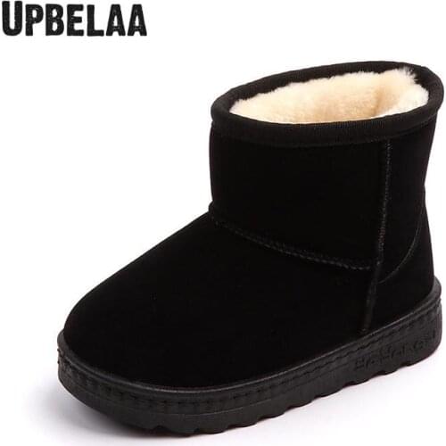 Girls Snow Boots Ankle Plush Warm Winter Kids Shoes Boys Cotton Boots Infant Toddler Shoes Casual Children Boots Flats Non-slip