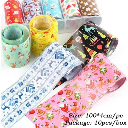 10pcs Christmas Decorations for Nails Mix Colorful Transfer Nail Foil Sticker Snow Flower Elk Gift Santa Design Nail Stickers