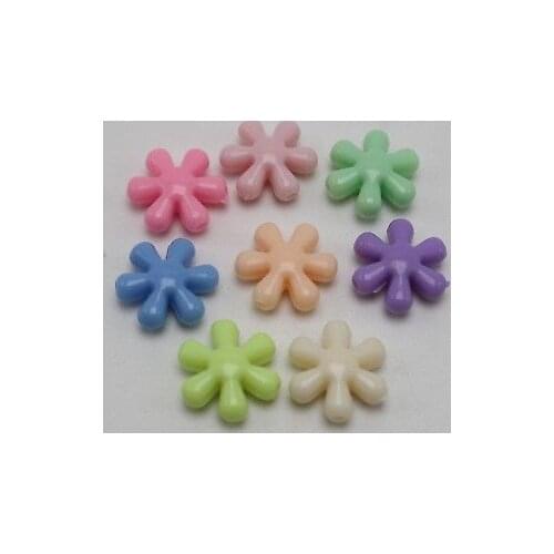 100 Mixed Pastel Color Acrylic Snowflake Flower Beads Charms 15mm Jewelry Making