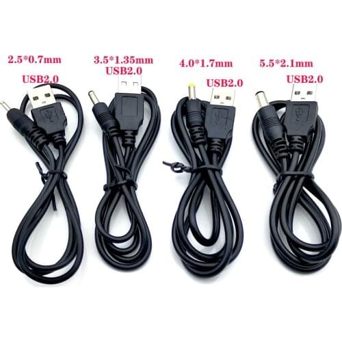 2PCS/lot USB Port to 2.5*0.7mm 3.5*1.35mm 4.0*1.7mm 5.5*2.1mm 5V DC Barrel Jack Power Cable Connector