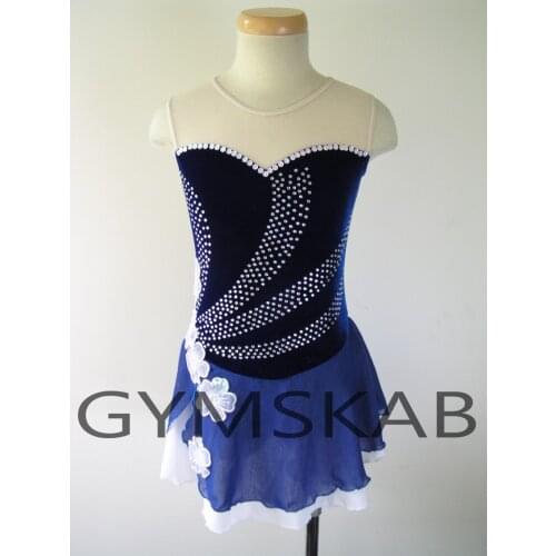 2018 Figure Skating Dress Womens Girls Customized Ice Skating Dress Sleeveless Gymnastics Costume 6479