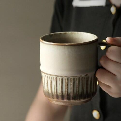 360ml Japanese Handmade Retro Stoneware Coffee Cup Simple Ceramic Mug Water Cup Couple Cups Home Female