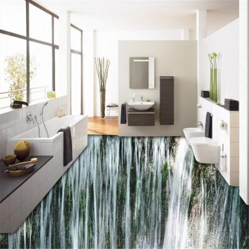Beibehang custom 3D vertical waterfalls flowing three - dimensional painting bathroom living room thicker wearable waterproof