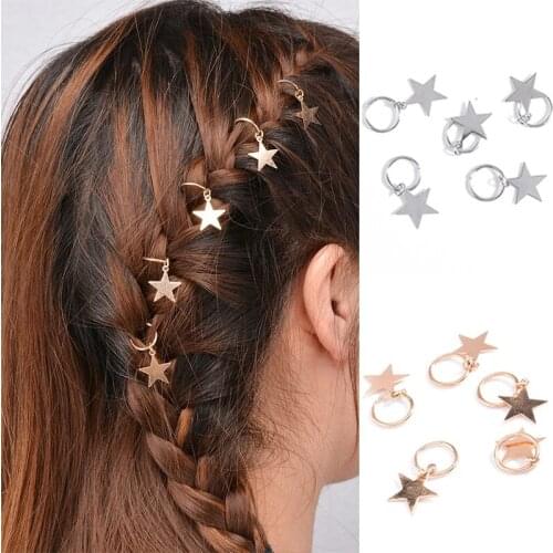 5pcs/set Twist Braid Hair Ornament Star Leaf Shell Circle Hoop Personality Braid DIY Women Girls Hair Styling Tools Accessories