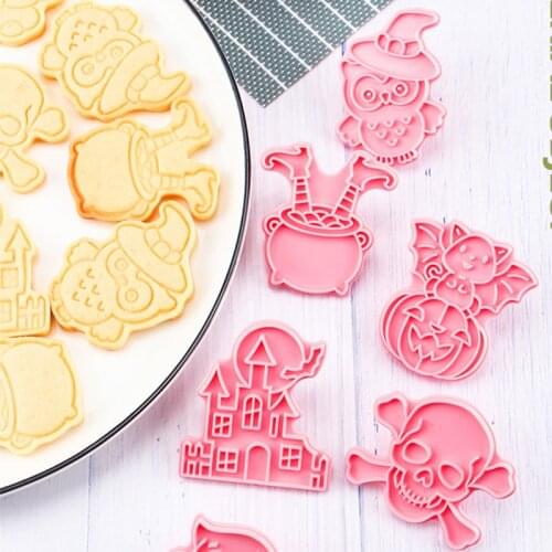 6Pcs/set Happy Halloween Bakeware Cookie Mold Biscuit Mold DIY Cartoon Press Baking Mold Halloween Party Cookie Tools Gift
