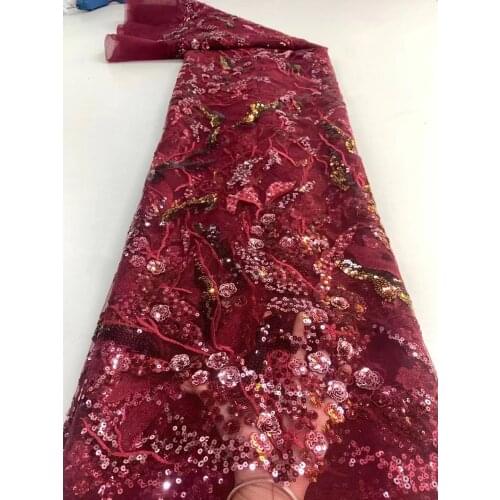 Green Sequined African French Mesh tulle Lace Fabric For India Evening Party Dress Fabric 2020 New Nigeria Sequins lace