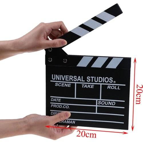 1PC 20x20cm Director Video Acrylic Clapboard Dry Erase TV Film Movie Clapper Board Slate with Color Sticks