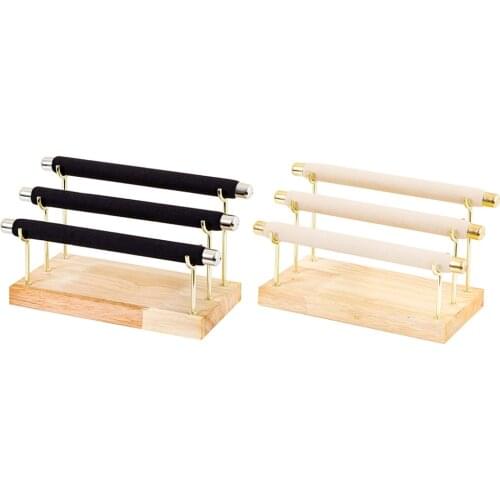 Velvet Jewelry Organizer Display 3 Tier Removable Watch T-Bar Jewelry